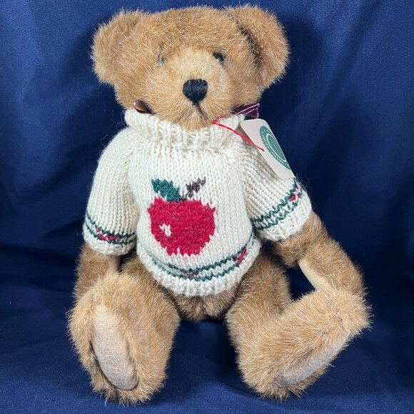 Boyds Bears Collectible Plush Bear With White Knit Apple Sweater - Picture 2 of 4